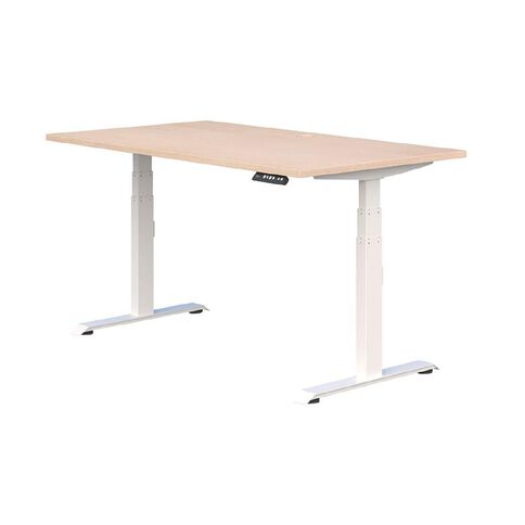 Accent Quick Ship Premium Electric Desk White/Refined Oak 1500 x 800