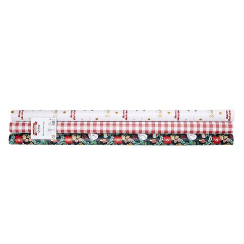 Wonderland Fun Festive Gift Wrap 3 Pack 60gsm 70cm x 3m Assorted 3 Pack
