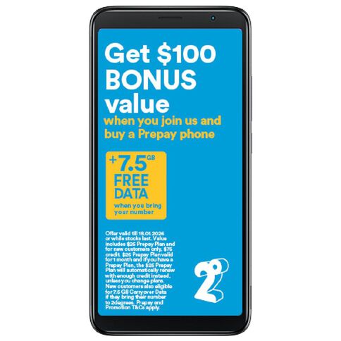 TCL 403 Prime Black bundle with 2degrees SIM