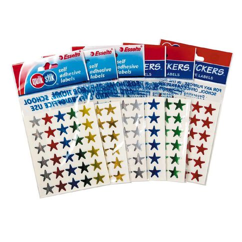 Quik Stik Labels Stickers Star Shaped Assorted