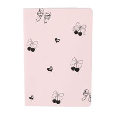Uniti Stationery Urban Noir Bow & Cherry A5 Notebook Pink