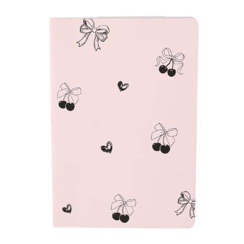 Uniti Stationery Urban Noir Bow & Cherry A5 Notebook Pink