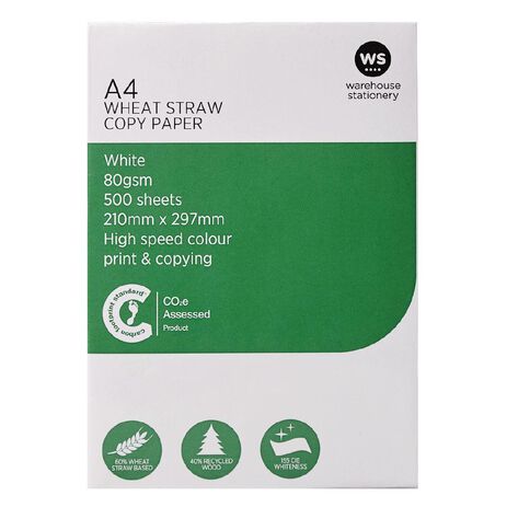WS Photocopy Paper Wheat Based 80gsm 500 Sheet Ream White A4