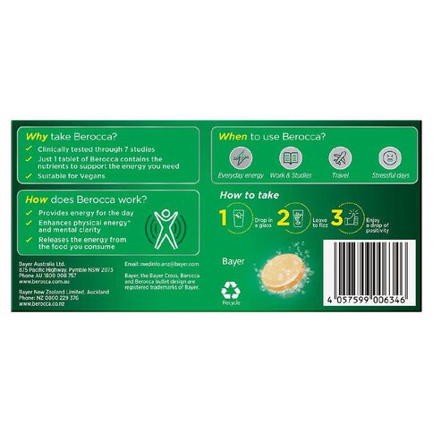 Berocca Energy Vitamin B & C Orange Flavour Effervescent Tablets 30 Pack