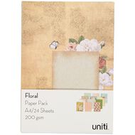 Uniti Designer Paper Pack A4 24 Sheet Floral