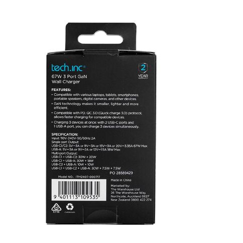 Tech.Inc Triple USB Wall Charger
