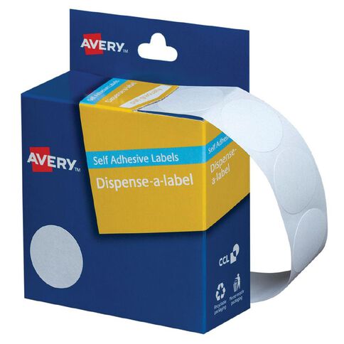 Avery Dispenser Dot Handwritable 550 Labels White 24mm Diameter