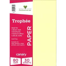 Trophee Paper 80gsm Canary A4 30 Pack