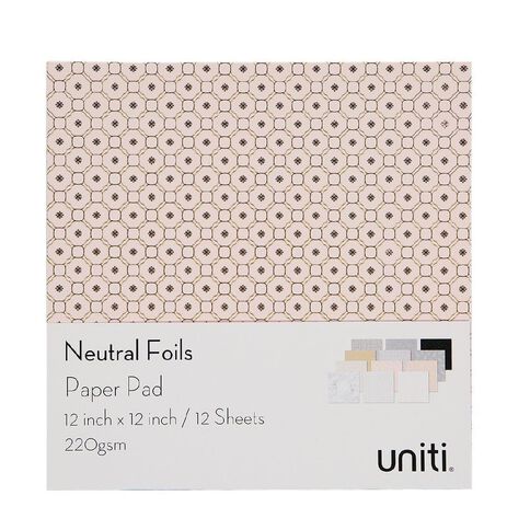 Uniti Designer Paper 12x12in 12 Sheets Neutrals Foils