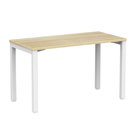 Knight Cubit Desk 1200 White Frame Atlantic Oak Top