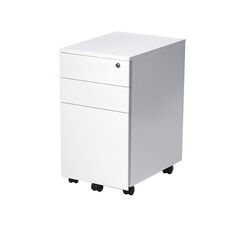 Firstline 3 Drawer Slim Metal Mobile White