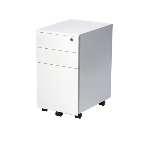 Firstline 3 Drawer Slim Metal Mobile White