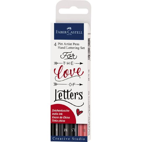 Faber-Castell Pitt Artist Pens Hand Lettering Set Love Letters 4 Pack
