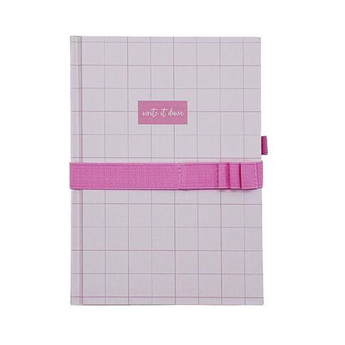 Uniti Clubhouse Notebook With Elastic Pen Holder Pink Light