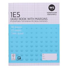 WS Exercise Book 1E5 7mm Quad 36 Leaf Plus Margin Blue Mid