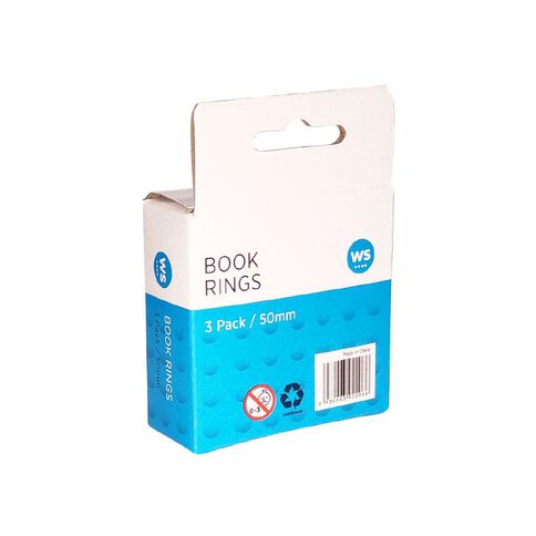 WS Book Rings 50mm 3 Pack Colour Assorted