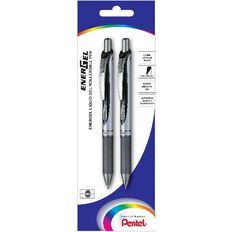 Pentel EnerGel RTX Liquid Gel Pen 0.7mm Black 2 Pack