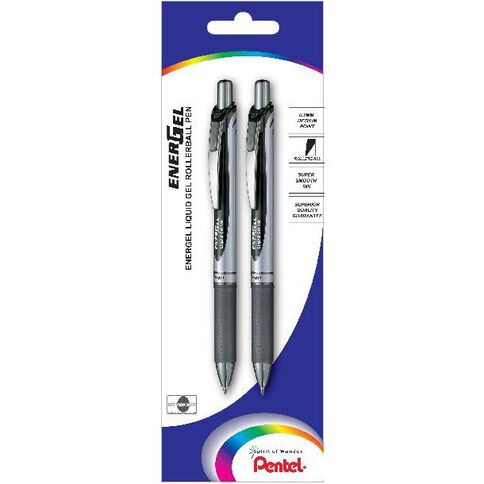 Pentel EnerGel RTX Liquid Gel Pen 0.7mm Black 2 Pack