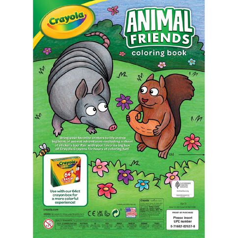 Crayola 96 Page Coloring Book with Stickers Animal Friends
