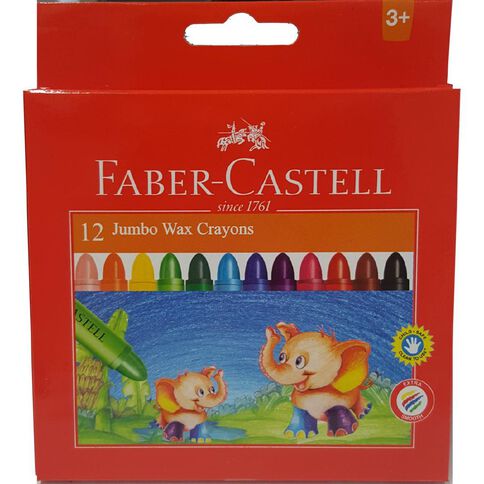 Faber-Castell Crayons Jumbo Wax 12 Pack Multi-Coloured 12 Pack