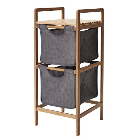 Living & Co Bamboo 2 Drawer Basket Shelf