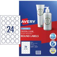 Avery Crystal Clear Round Multi-purpose Labels for Laser Printers 40mm