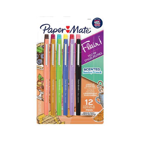 Paper Mate Flair Scented Felt-Tip Sunday Brunch Medium Point Pen 12 Pack