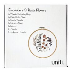 Uniti Embroidery Kit Rustic Flowers 14 Pieces