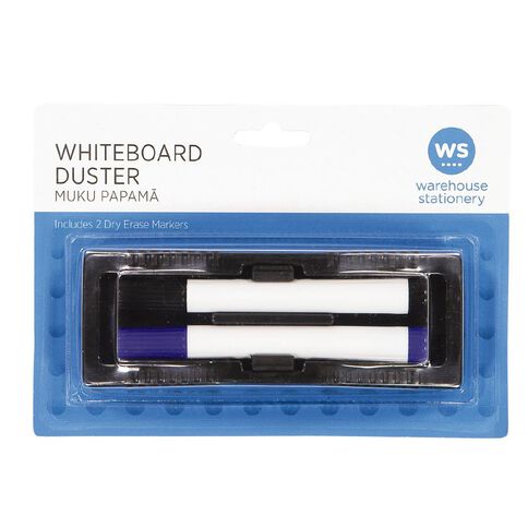 WS Whiteboard Duster with 2 Markers Assorted 1 Pack