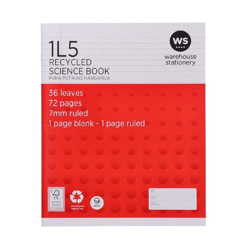 WS Exercise Book 1L5 7mm Ruled 36 Leaf Red Mid
