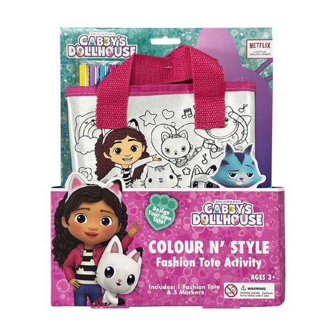 Gabby's Dollhouse Colour In Tote Bag With Markers
