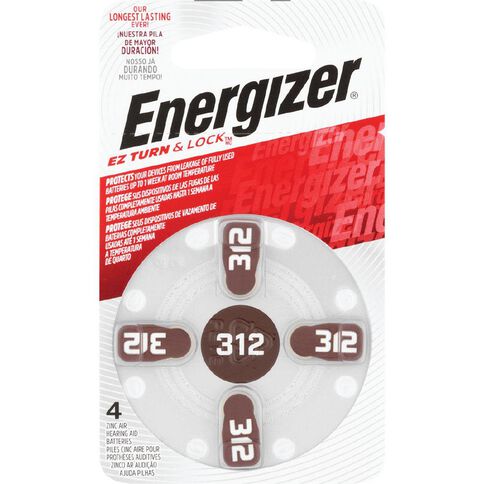 Energizer Hearing Aid Batteries AZ312 4 Pack