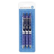 WS Retractable Metal Barrel Gel Pen Blue Blue Mid 3 Pack