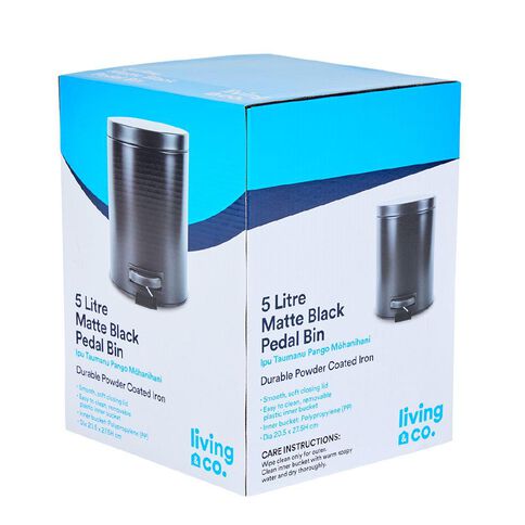 Living & Co Pedal Bin Black 5L
