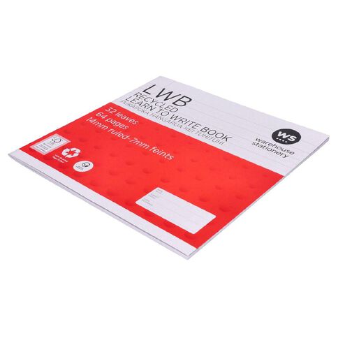 WS Exercise Book Learn to Write 7mm Ruled 32 Leaf Red Mid