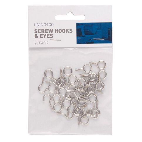 Living & Co Hook & Eye Pack for Curtain Wire Steel 20 Pack