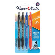 Paper Mate Profile Retractable Business 0.7mm Gel Pens Assorted 4 Pack