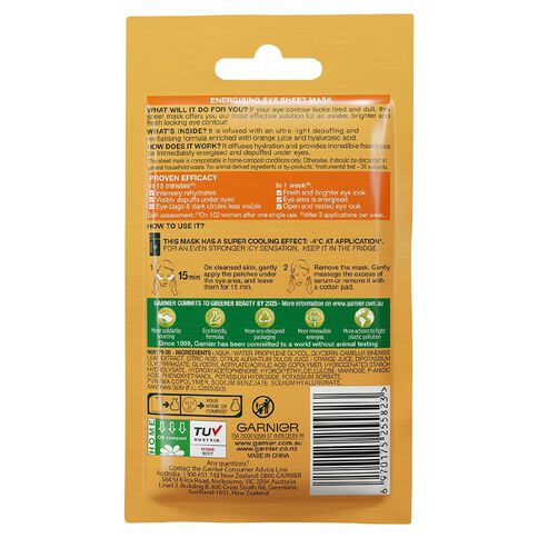 Garnier Hydra Bomb Orange Juice & Hyaluronic Acid Eye Tissue Mask