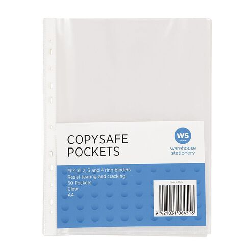 WS Copysafe Pockets 50 Pack Clear A4