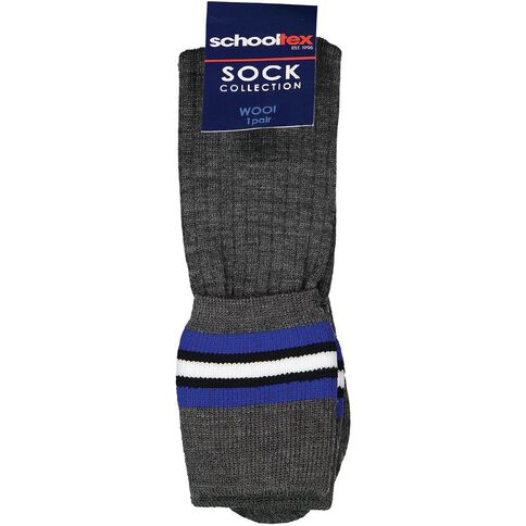 Schooltex Grey Socks with Royal and White Stripes