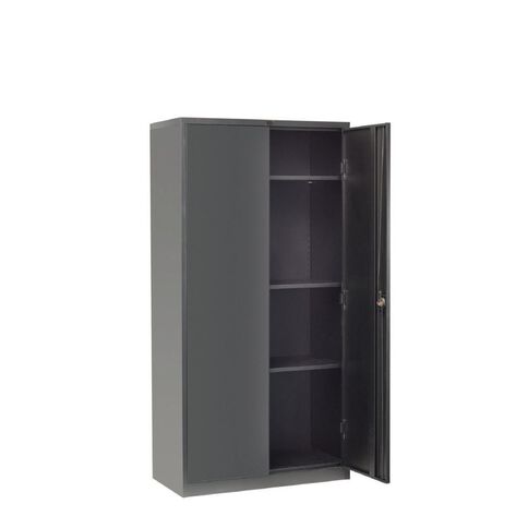 Workspace Cupboard Large Metal 4 Shelves Black