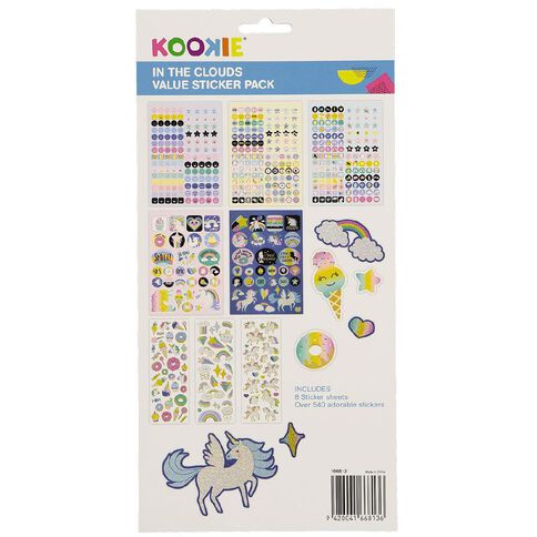Kookie Sticker Value Pack 8 Sheets In the Clouds