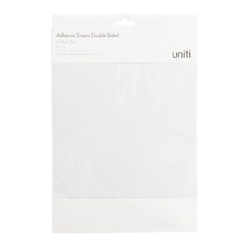 Uniti Double Side Adhesive Sheets 4 Pack White A4
