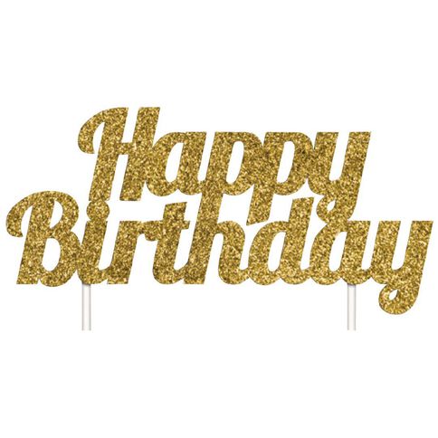 Artwrap Birthday Glitter Cake Topper Gold