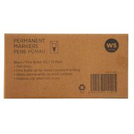 WS Permanent Marker Fine Black 10 Pack