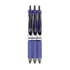 WS Retractable Gel Pen Metal Barrel Blue Mid 3 Pack