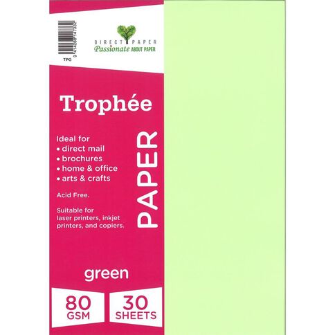 Trophee Paper 80gsm 30 Pack Green A4