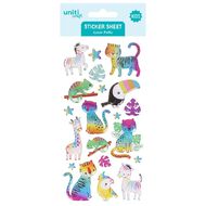 Uniti Craft Kids Laser Puffy Sticker Sheet Rainbow Jungle