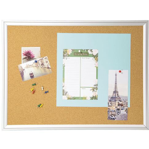WS Aluminium Frame Cork Board 450mm x 600mm