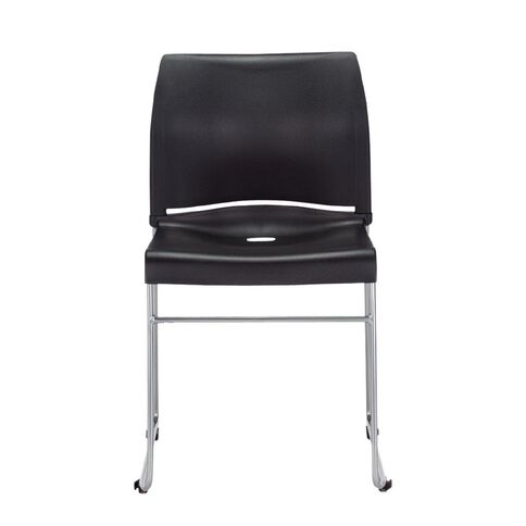 Buro Seating Envy Stacking Chair Black Reflective Silver Frame Black